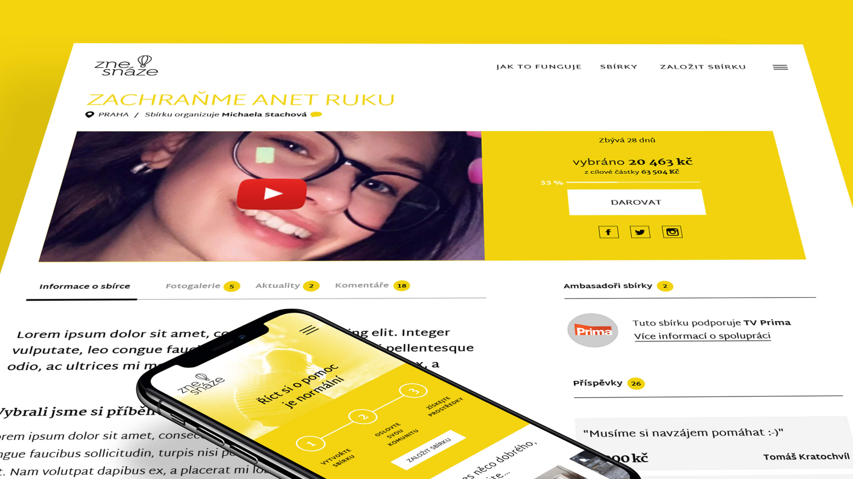 Front-end of MVP of znesnaze donation platform
